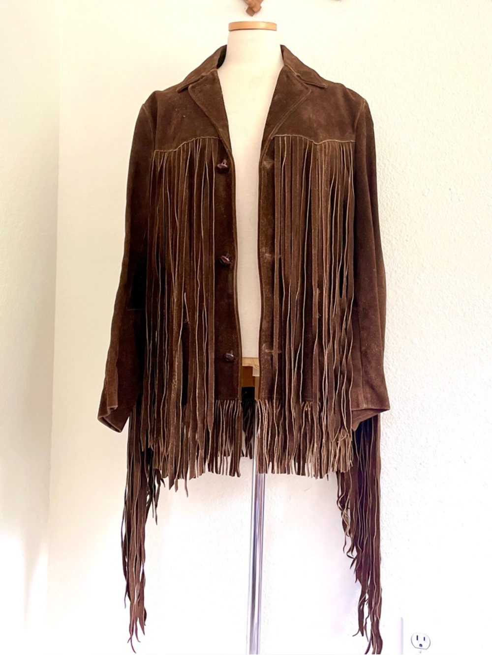 Vintage 60s Brown Suede Fringe Coat Rare Extra Long Fringe